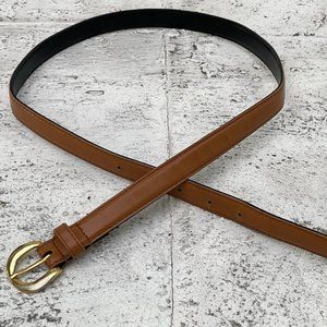 Women Belt Brown Faux Leather Waistband Skinny Belt Size M 30 inches